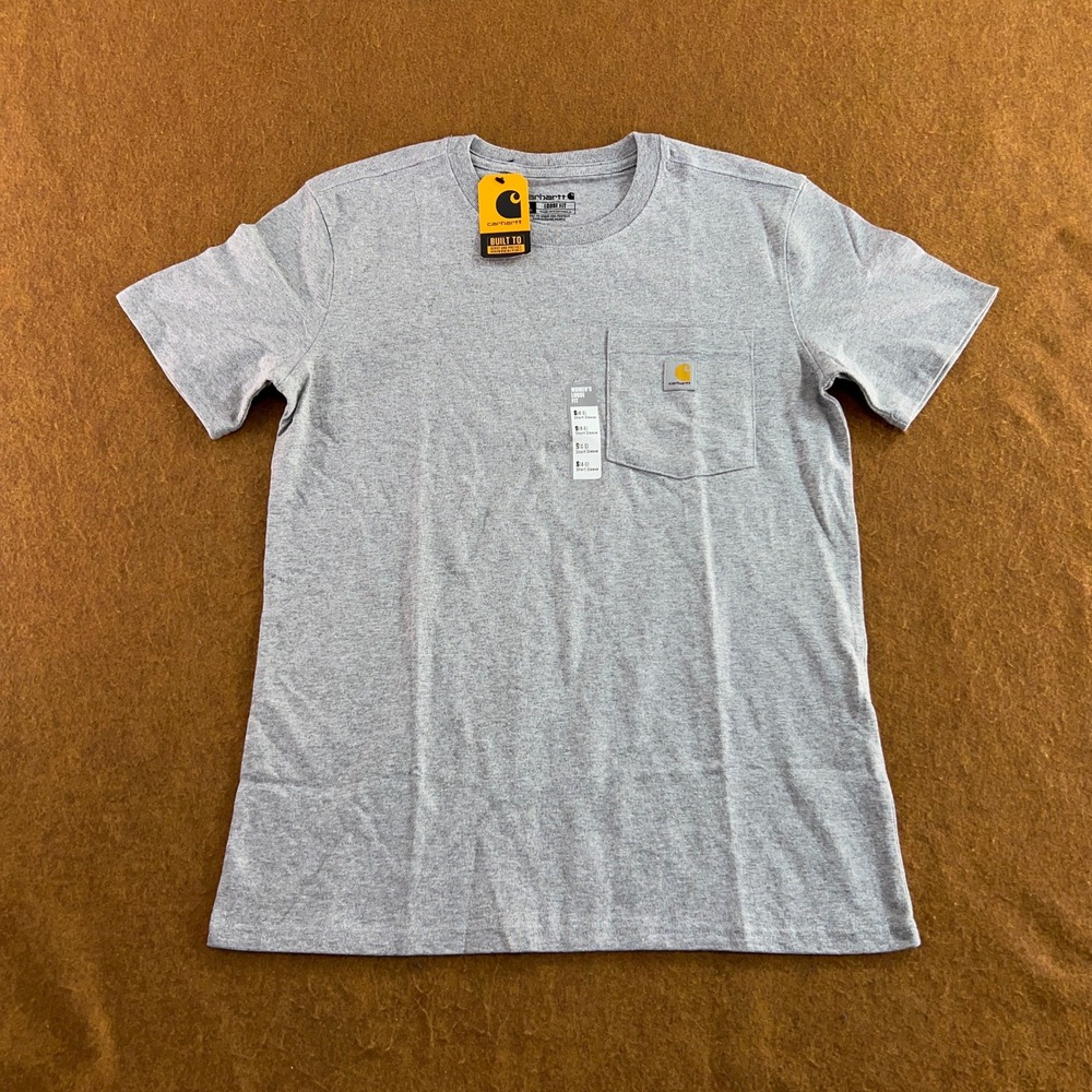 Carhartt Womens Small Gray K87-W Loose Fit Heavyweight Pocket T-Shirt NWT